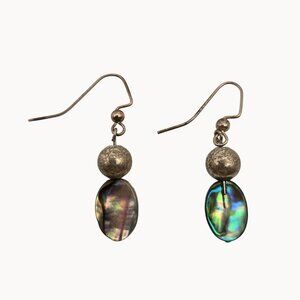 Iridescent Green/Blue Abalone Mother of Pearl Beaded Dangle/Drop Hook Earrings